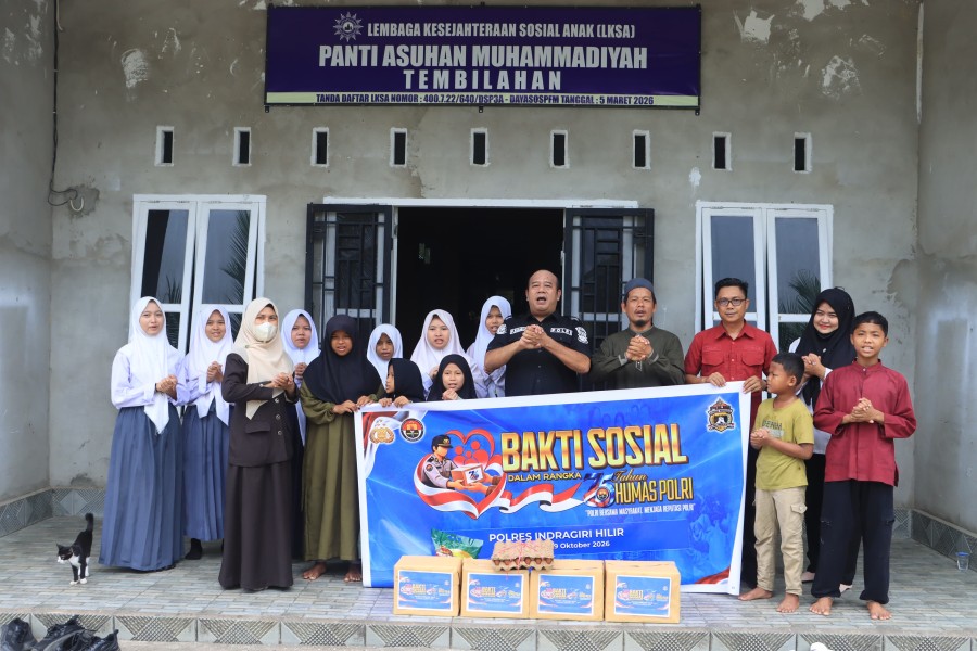 Peringati HUT ke-75 Humas Polri, Polres Inhil Berbagi Sembako di Panti Asuhan Muhammadiyah Tembilahan